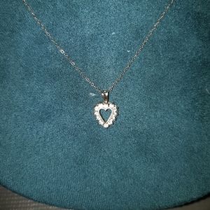 Gold heart and white sapphires  pendant